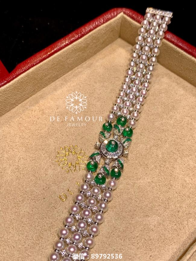 你喜欢的样子，珍珠手链钻石祖母绿手链珠宝