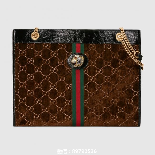 Rajah系列大号购物袋，这款包的绒面我超喜欢，#古驰 GUCCI   一款可以