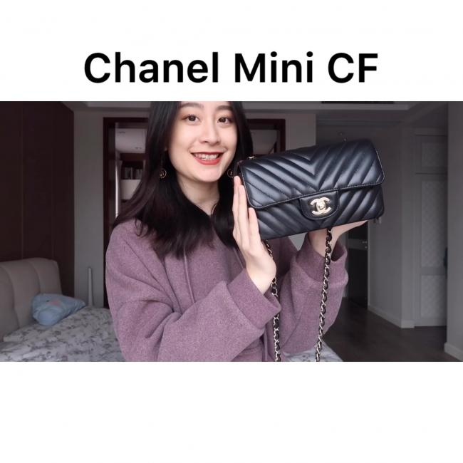 【包包分享】Chanel Mini CF 黑金小羊皮 使用感受 & 容量测评（上