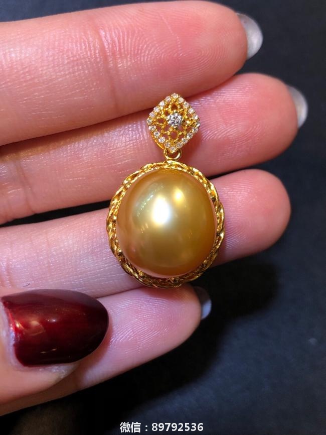 超美新品，天然南洋金珠，18K金镶钻，金重2.5g 20粒3厘