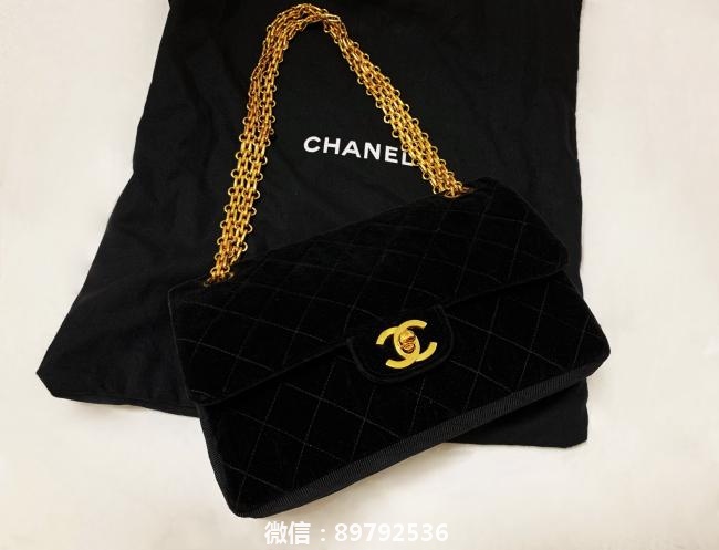 Vintage Chanel绝版丝绒金链中古CF 2.55