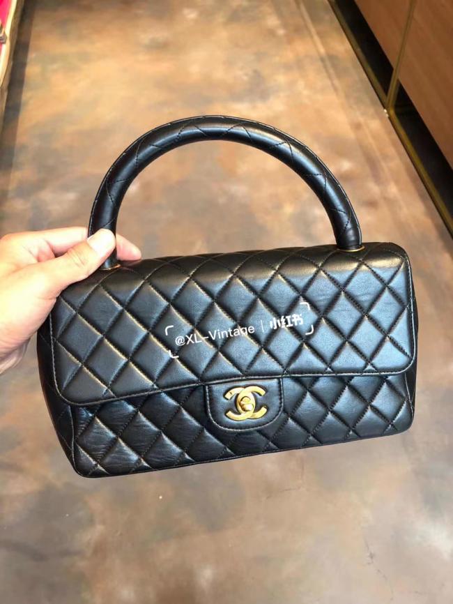 Chanel Vintage黑金子母手提包