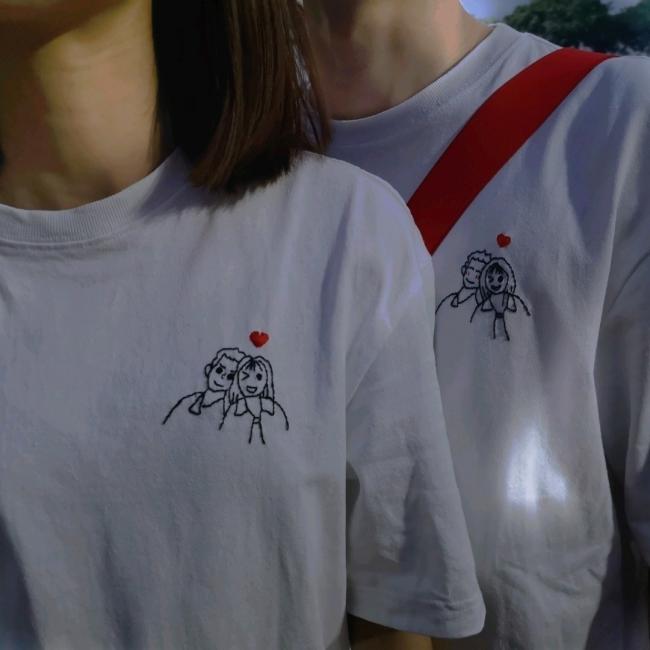 DIY刺绣T恤 送给男朋友的半周年礼物 手残党第一次尝试哈哈哈