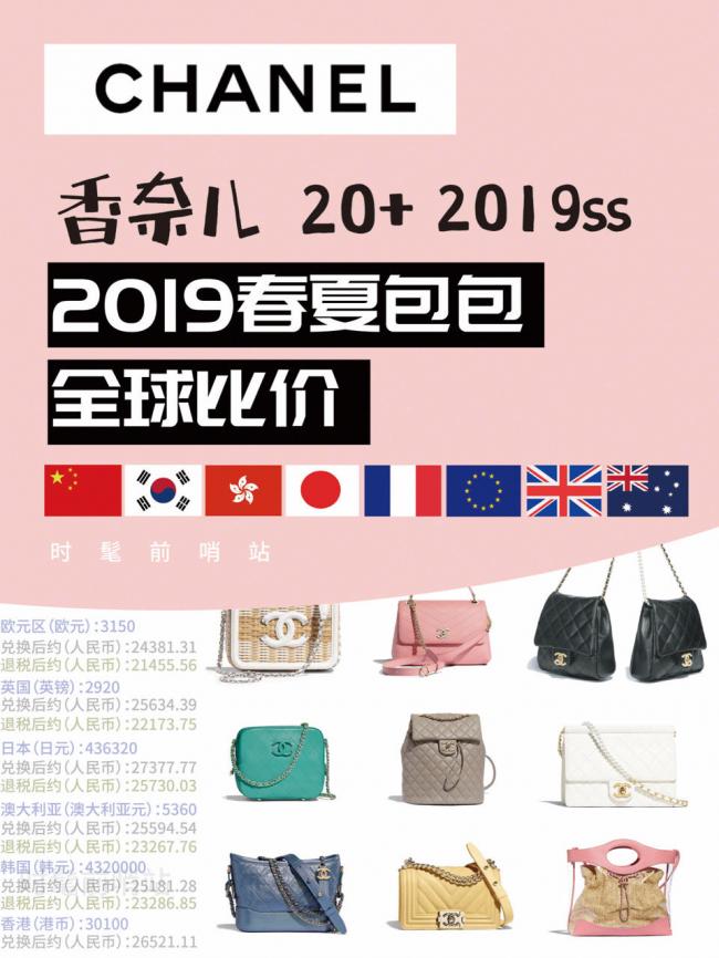 香奈儿 Chanel 2019春夏包包最新全球比价！ 哈喽~