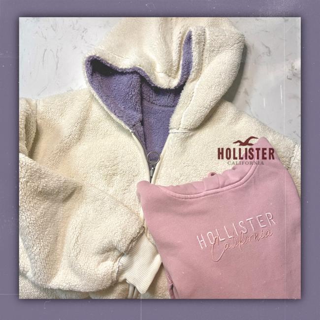 Hollister,正反两穿香芋紫羊羔绒外套
