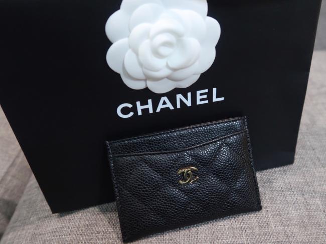 Chanel CF 卡夹 黑金牛皮