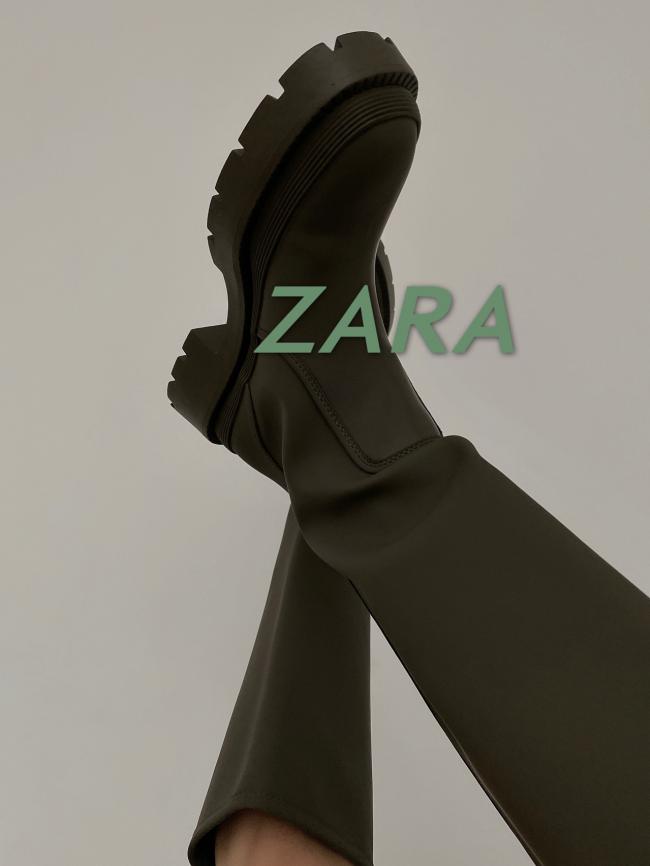 又在ZARA捡到宝了 卡其绿色平底长筒靴实在好好看！不得不爱！