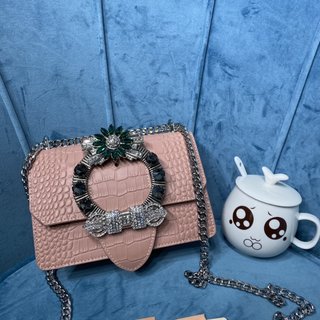 Miu Miu新品链条包5BD084，鳄鱼纹印花，时尚Miu Lady手袋