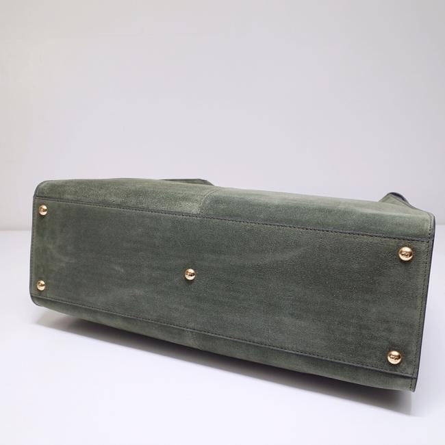 芬迪6100-3绿色麂皮柔软手提包