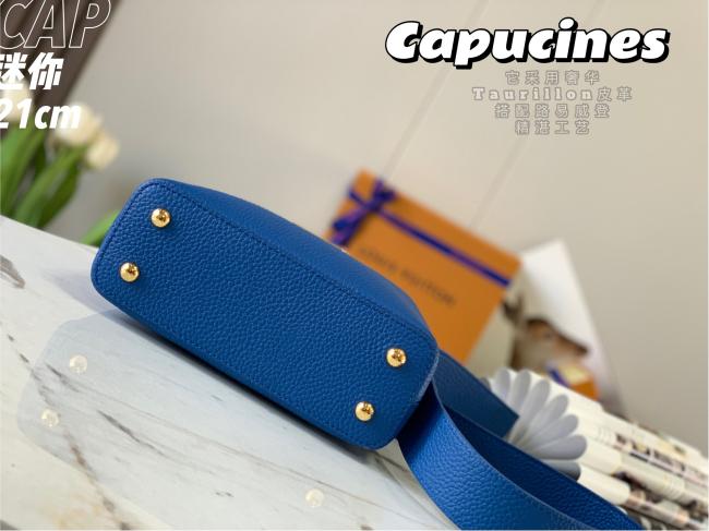 LV Capucines N95509-Taurillon 皮革，妖蓝配蟒蛇贝壳扣，华美气质