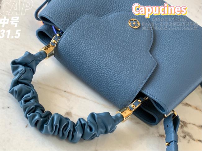 LV Capucines M58732 牛仔蓝 Taurillon皮革中号手袋