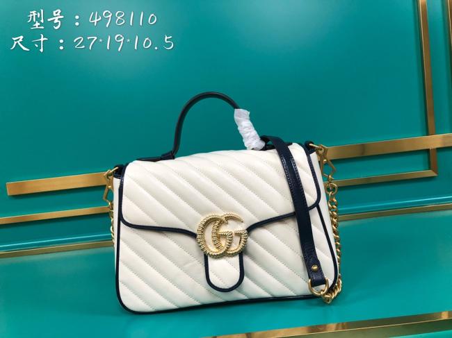 G家古驰新款498白蓝色牛皮手提包，市场顶级独家专柜品质