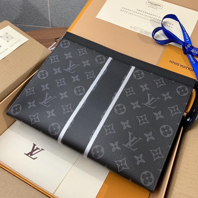 LV M64条纹 Pochette Voyage 手提包，与日本设计师藤原浩合作，融合Monogram花纹与现代细节