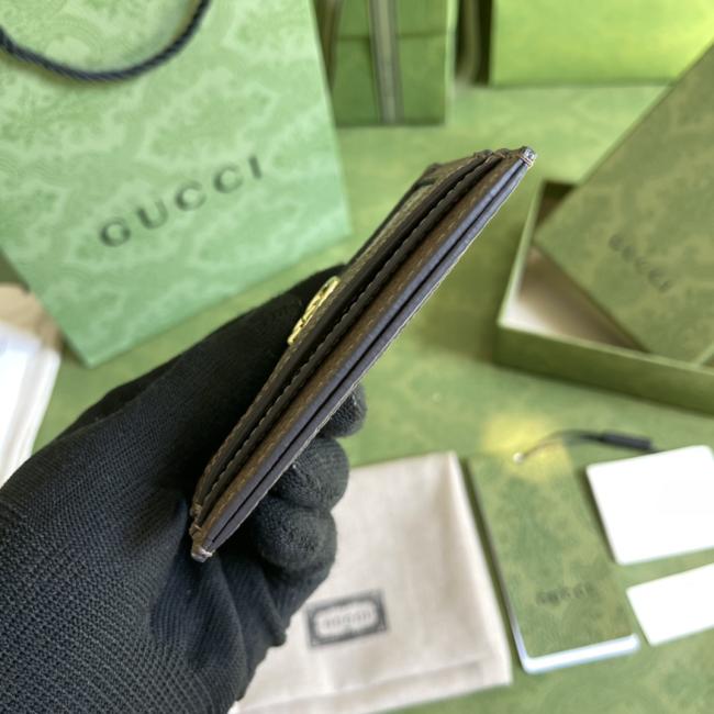 Gucci经典GG图案5231系列棕色PVC卡包
