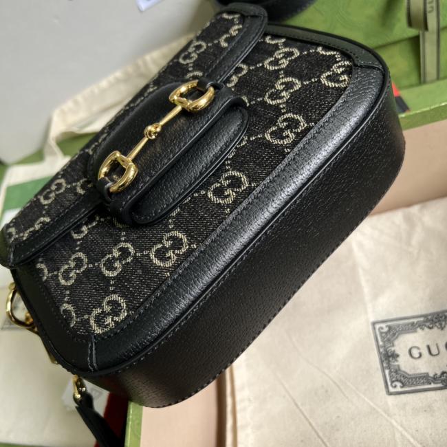 Gucci 1955 Horsebit Bag 6585- Classic Monogram Black Edge