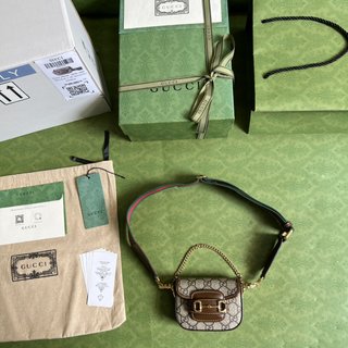 Gucci Horsebit 1955系列肩带钱包，配全套原厂绿盒包装 - 6997