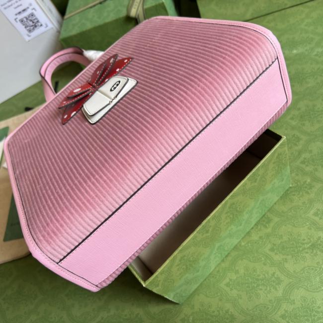 GUCCI儿童蘑菇托特包705042，粉色灯芯绒款式，意大利创作