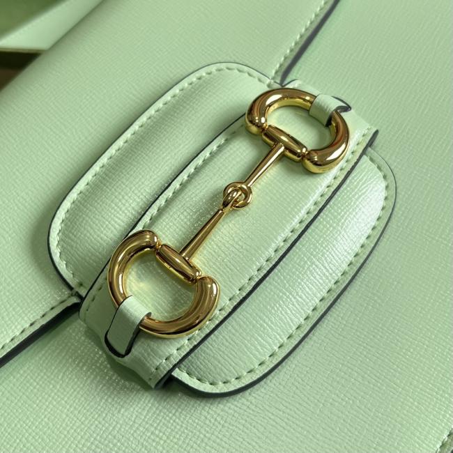 Gucci Horsebit 1955系列小号肩背包-牛油果绿原厂皮